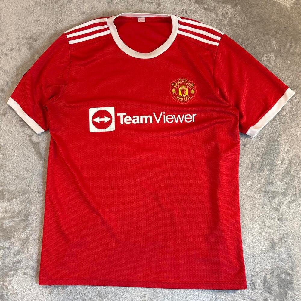 Manchester United TeamViewer 10 Soccer Jersey Red Futbol Shirt Size Medium
